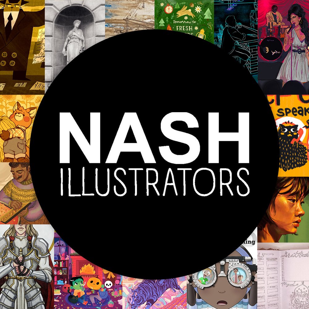 NASH Illustrators montage of art and the logo